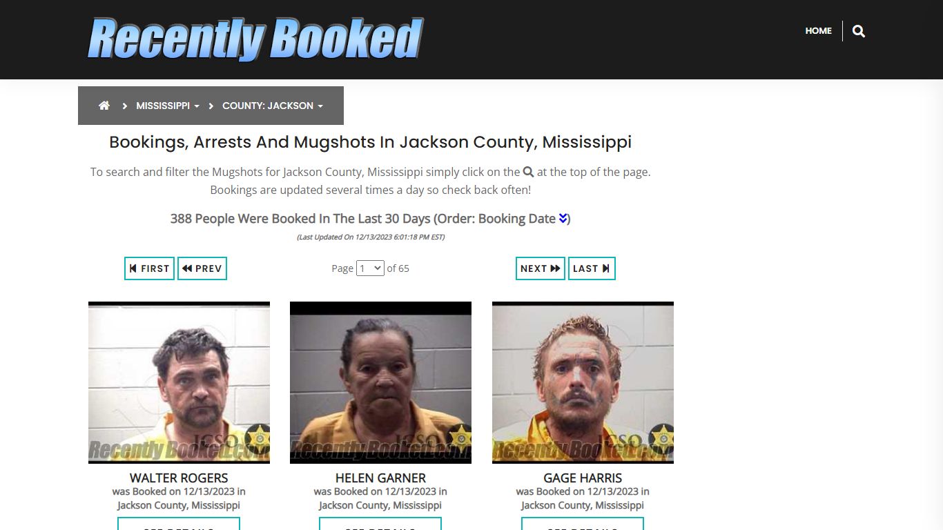 Bookings, Arrests and Mugshots in Jackson County, Mississippi