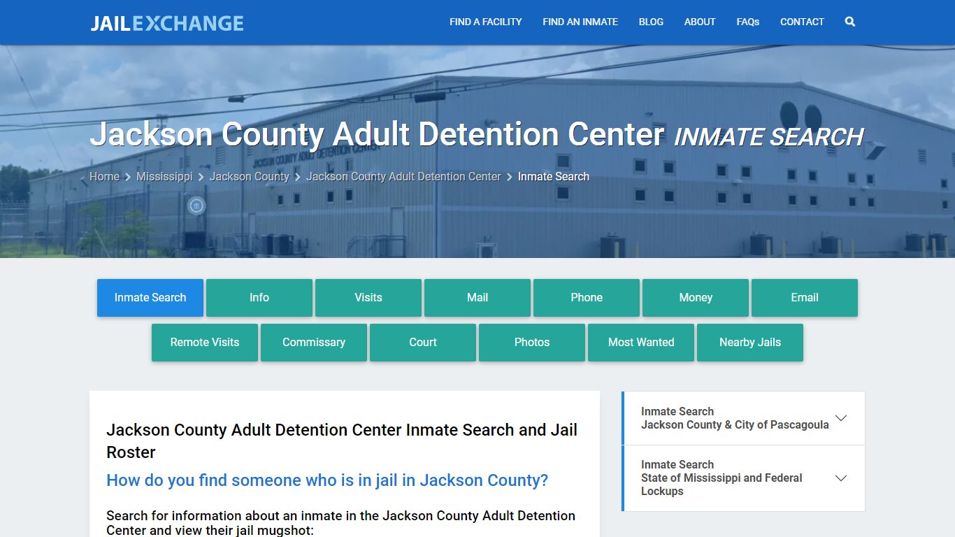 Jackson County Adult Detention Center Inmate Search - Jail Exchange